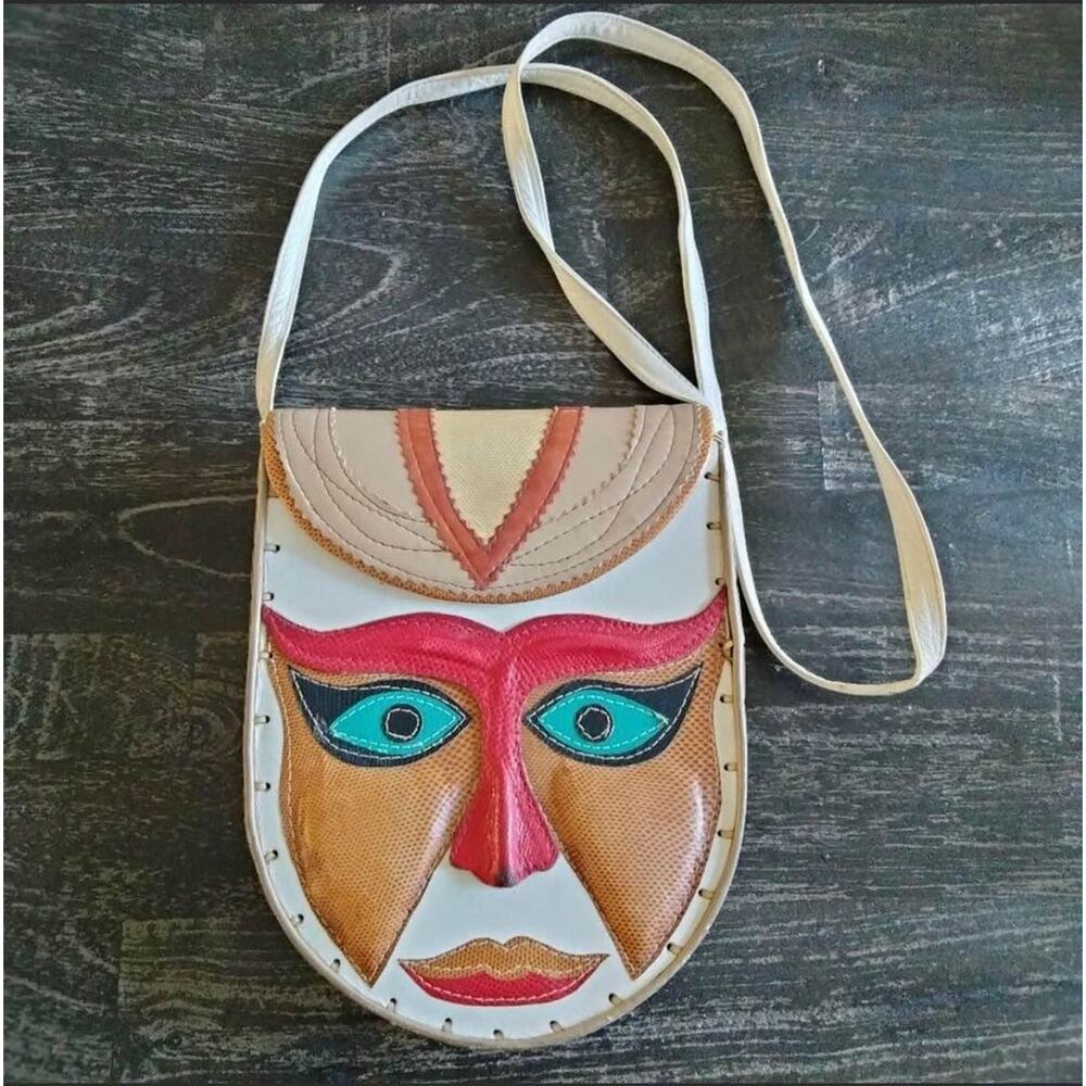 RARE VINTAGE 1980’s “MILLE FIORI” POLYCHROME LEATHER FACE MASK HANDBAG